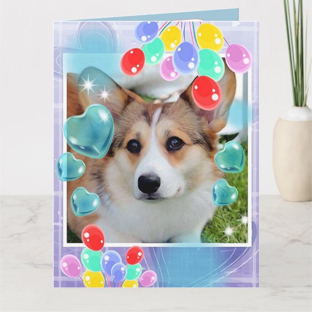 Carte Joyeux anniversaire Sable Corgi (Devant)