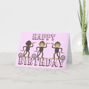 Carte Joyeux anniversaire safari girly rose