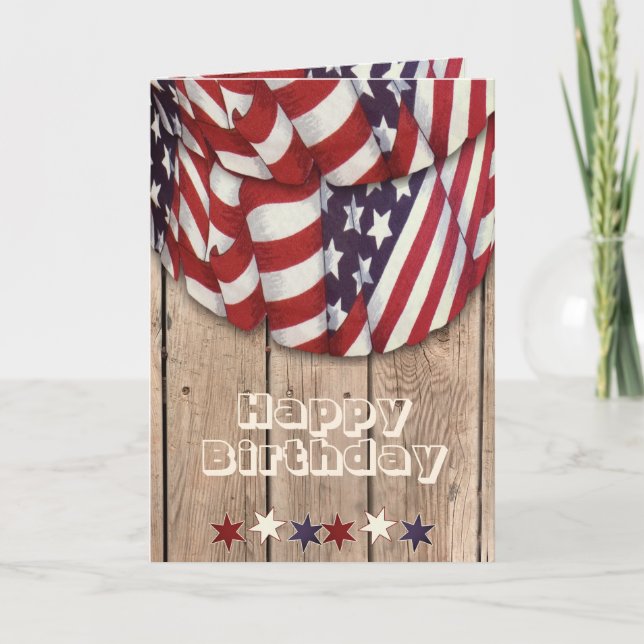 Carte Joyeux Anniversaire Salutations Rouge, Blanc et Bl (Devant)