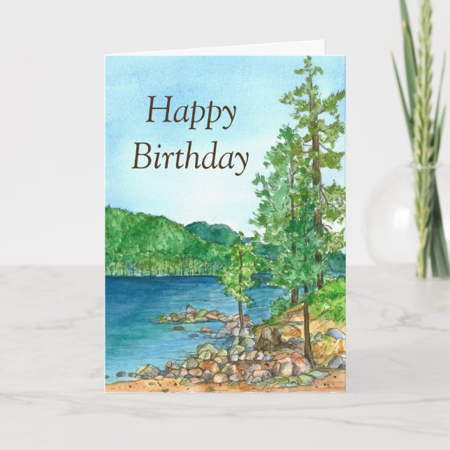 Carte Joyeux anniversaire Sand Harbour Lake Tahoe Peintu (Devant)