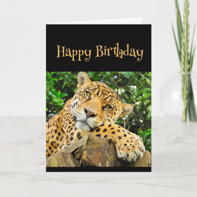 Carte Joyeux Anniversaire Sauvage Chose Leopard Animal A (Devant)