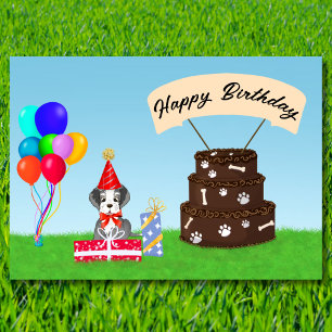 Carte Joyeux Anniversaire Schnauzer avec Gâteau d'Annive
