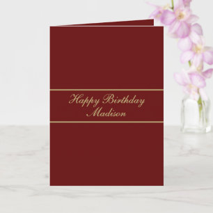 Carte Joyeux Anniversaire Script Nom Bourgogne Or