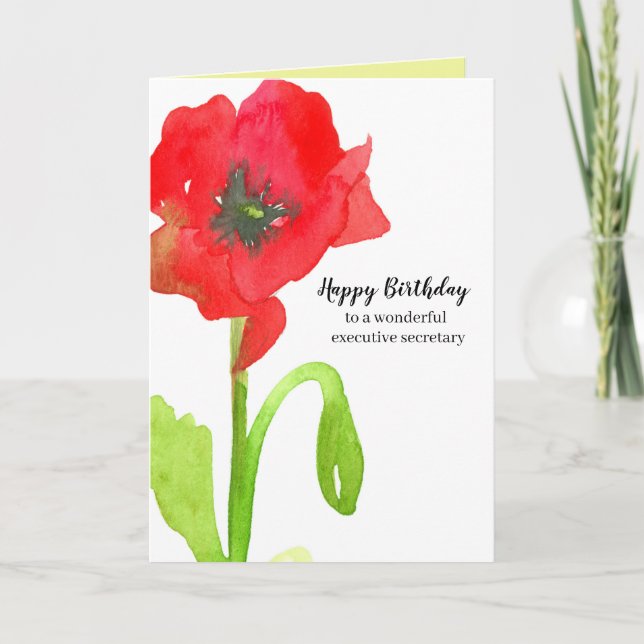 Carte Joyeux anniversaire Secrétaire exécutif Poppy Flow (Devant)
