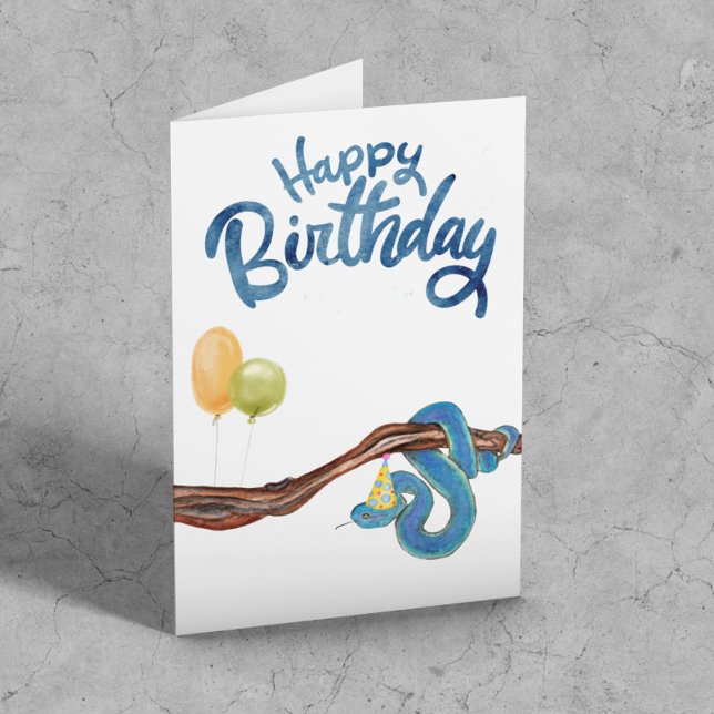 Carte Joyeux Anniversaire Serpent Reptile (Créateur téléchargé)