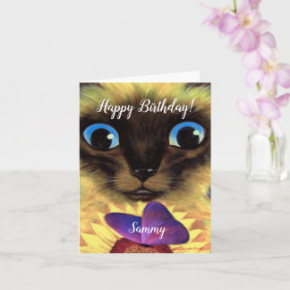 Carte Joyeux Anniversaire Siamese Chat Personnalisé Nom