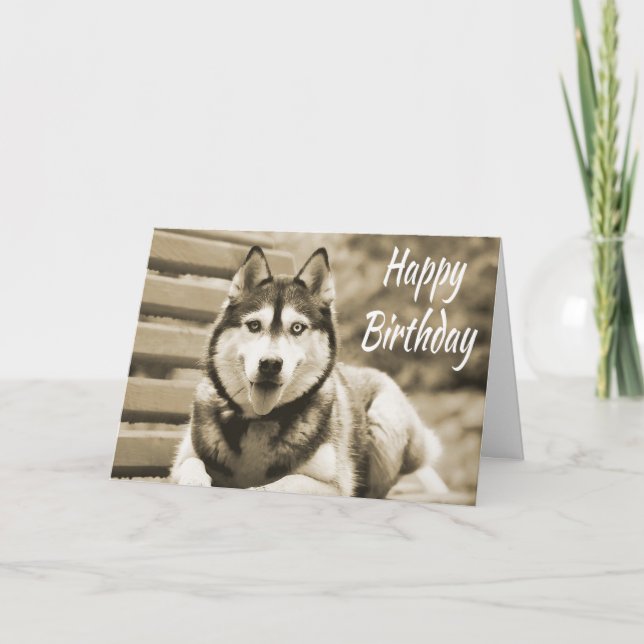 Carte Joyeux anniversaire Sibérie Husky Puppy Dog (Devant)