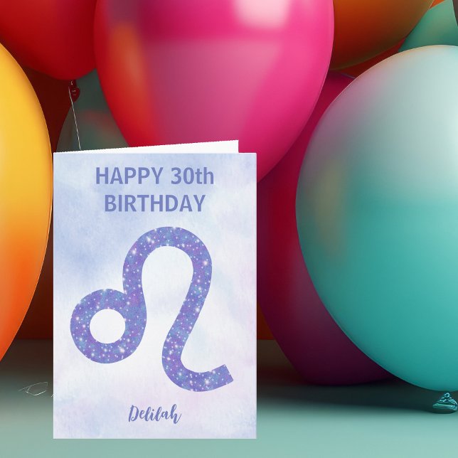 Carte Joyeux Anniversaire Signe Astrologique Lion Violet (Créateur téléchargé)