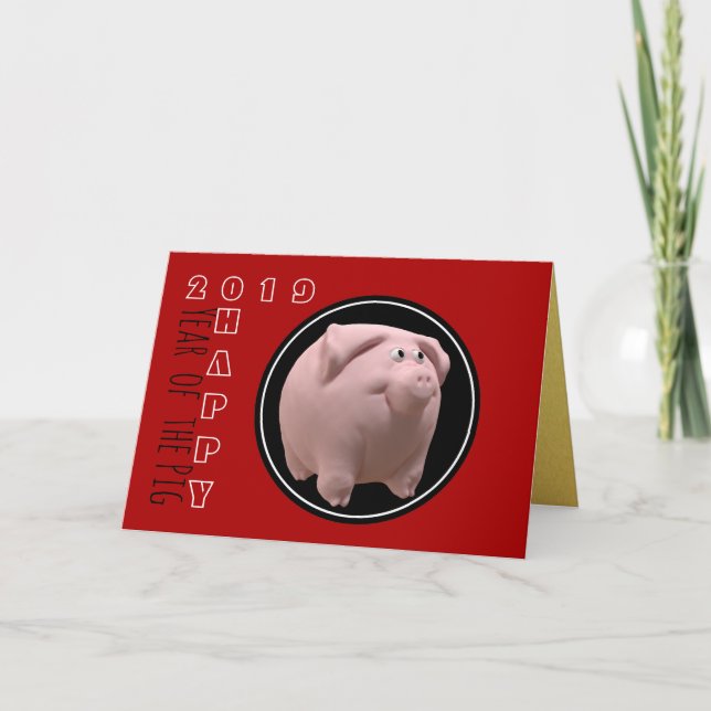 Carte Joyeux Anniversaire Signe du Cochon 3D Choisir une (Devant)