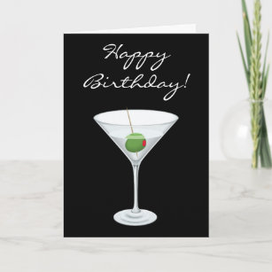 Carte Joyeux Anniversaire Simple Martini verre avec Oliv