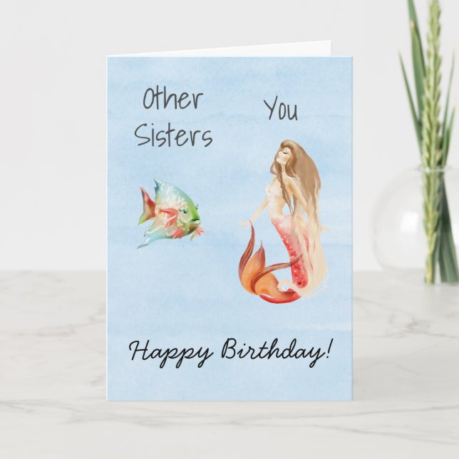 Carte Joyeux Anniversaire Sœur Amoureuse de Sirène  (Devant)