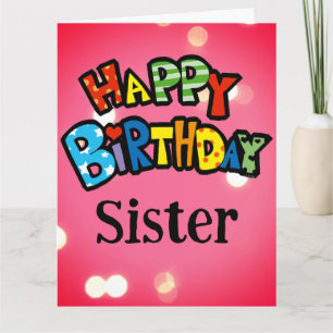 Carte Joyeux Anniversaire Sœur Coloré  