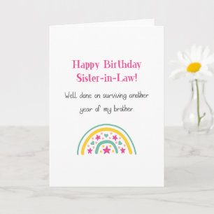 Carte Joyeux Anniversaire Sœur de Mari/Femme du Frère An