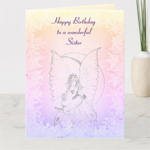 Carte Joyeux anniversaire Soeur Fée design