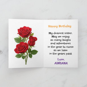 Carte Joyeux anniversaire sœur florale lumineux personna