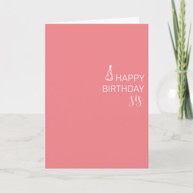 Carte Joyeux Anniversaire Sœur minimaliste Simple  (Devant)