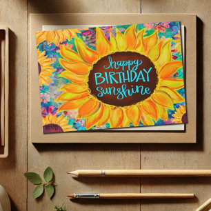 Carte Joyeux Anniversaire soleil Belle tendance jolie