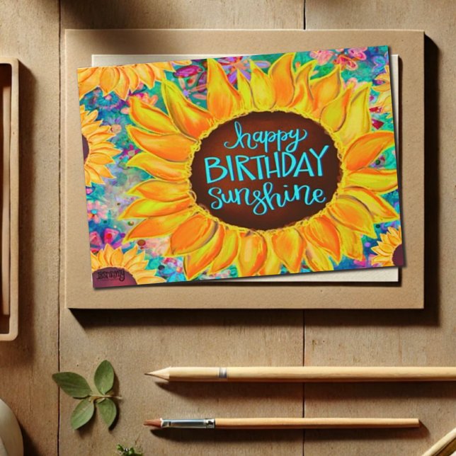Carte Joyeux Anniversaire soleil Belle tendance jolie (Créateur téléchargé)