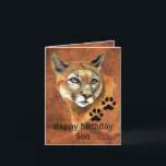 Carte Joyeux Anniversaire Son Cougar, Puma, Mountain Lio<br><div class="desc">Si vous connaissez quelqu'un qui aime les Cougars,  les animaux,  la faune ou la nature,  cela ferait une grande carte d'anniversaire. Entièrement personnalisable</div>