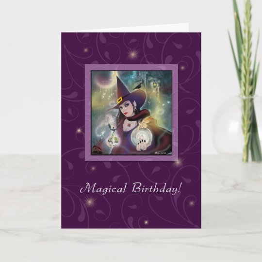 Carte Joyeux Anniversaire Sorciere Violet Magique Zazzle Fr