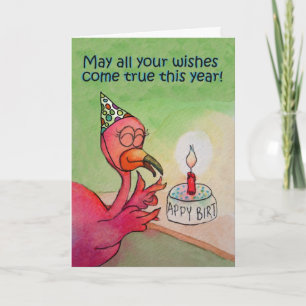 Carte Joyeux Anniversaire Souhaite Whimsical Flamant ros