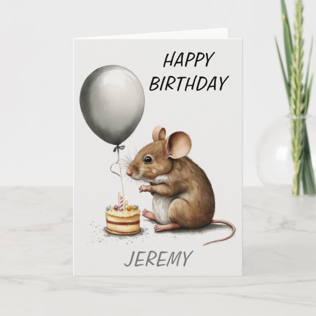 Carte Joyeux Anniversaire Souris Mignonne Personnalisé  (Devant)