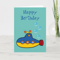 Joyeux Anniversaire - Sous-marin jouet jaune et bl