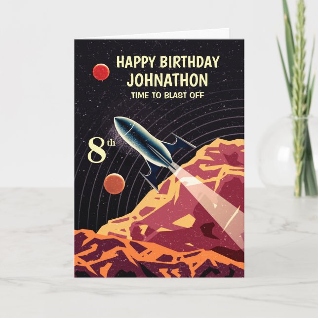 Carte Joyeux anniversaire Space Rocket Enfants Personnal (Devant)