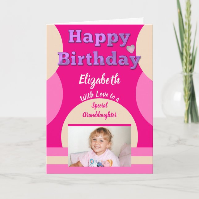 Carte Joyeux anniversaire spécial Grandgirl photo rose (Devant)