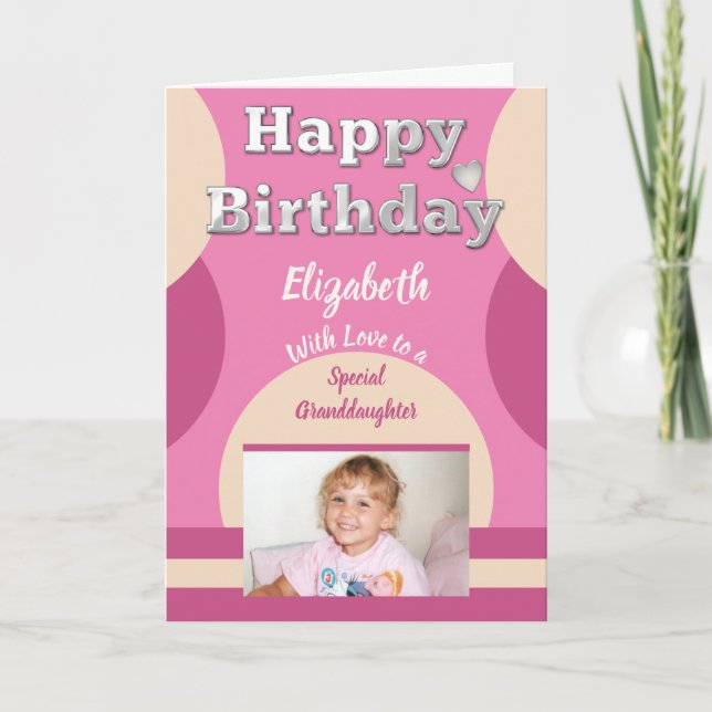 Carte Joyeux anniversaire spécial Grandgirl photo rose (Devant)