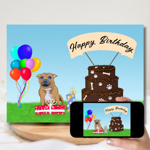 Carte Joyeux Anniversaire Staffordshire Bull Terrier