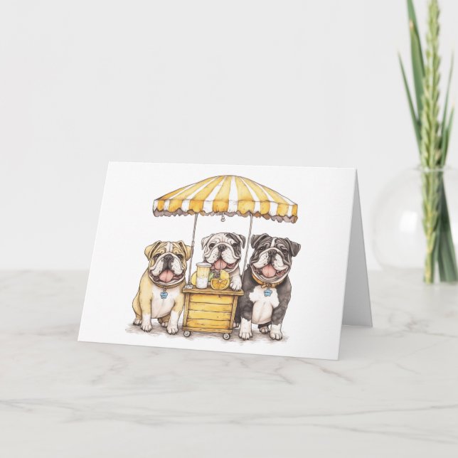 Carte Joyeux Anniversaire Stand de Limonade Bouledogues  (Devant)