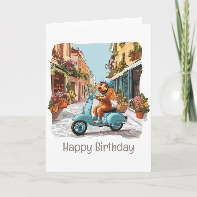 Carte Joyeux Anniversaire Standard Poodle Chien équitati (Devant)