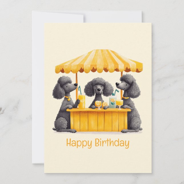 Carte Joyeux Anniversaire Standard Poodle Chiens Lemonad (Devant)