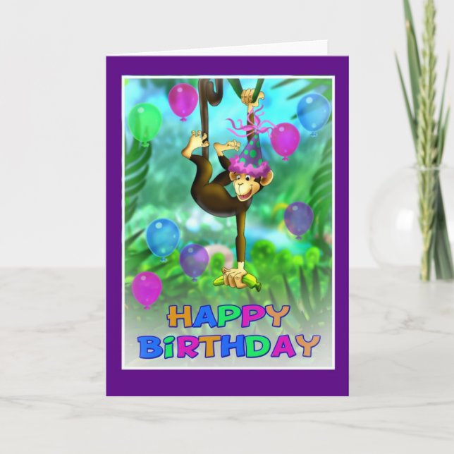 Carte Joyeux Anniversaire style jungle 002 (Devant)