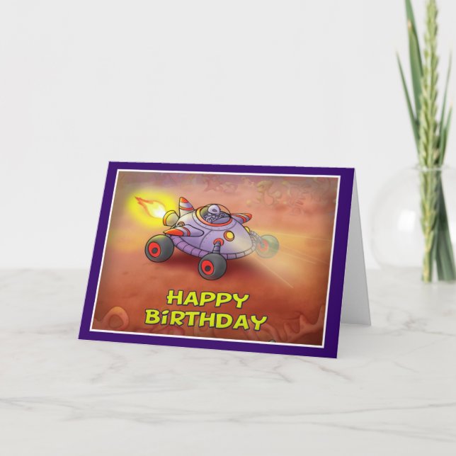 Carte Joyeux anniversaire Style spatial 003 (Devant)