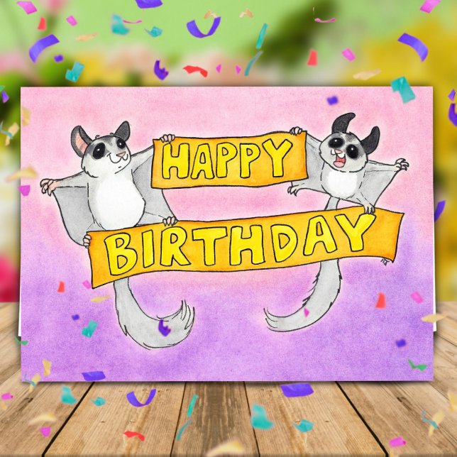 Carte Joyeux Anniversaire Sugar Gliders salutation (Créateur téléchargé)