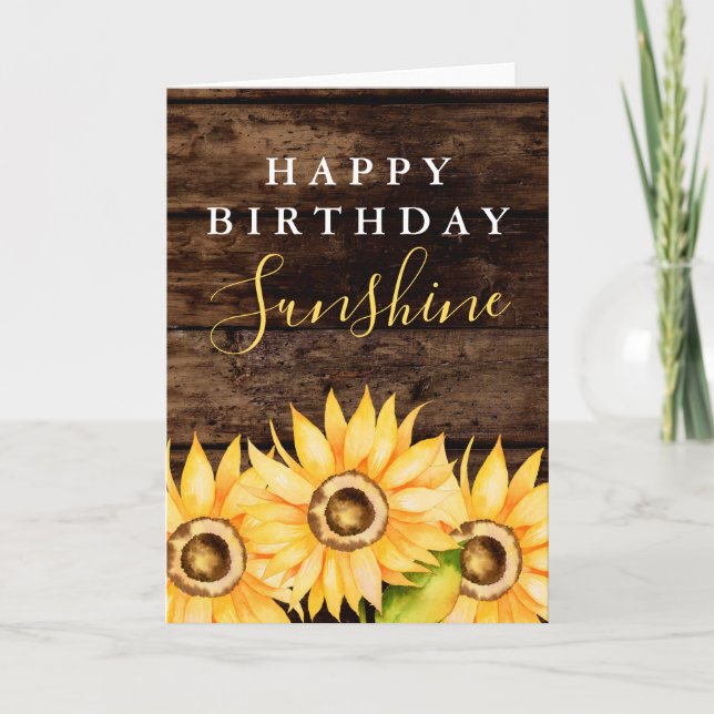 Carte Joyeux Anniversaire Sunshine Tournesol Jaune (Devant)