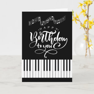 Carte Joyeux anniversaire sur le thème du piano et de la
