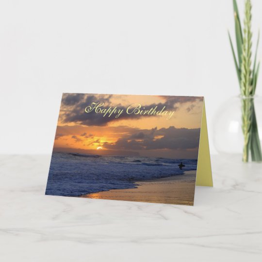 Carte Joyeux Anniversaire Surfer Kauai Beach Sunset Zazzle Fr