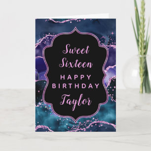 Carte Joyeux Anniversaire Sweet 16 Navy Purple Ocean Aga