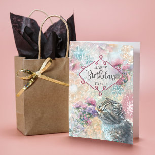 Carte Joyeux Anniversaire Sweet Kitty et Flowers Collage