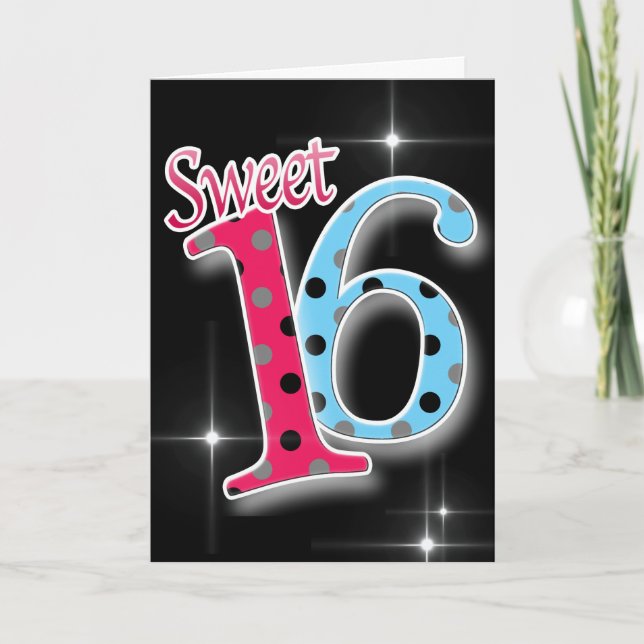 Carte Joyeux anniversaire Sweet sixteen 16ème (Devant)