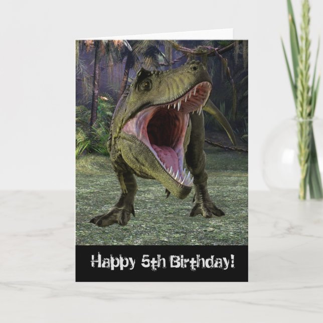 Carte Joyeux anniversaire T-rex Tyrannosaurus âge person (Devant)
