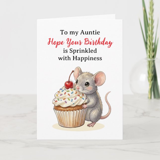 Carte Joyeux Anniversaire Tante | Souris Mignonne (Devant)