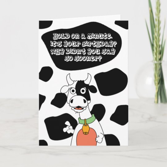 Carte Joyeux Anniversaire Tardif Vache Et Copie De Zazzle Fr