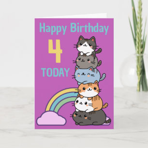 Carte Joyeux Anniversaire Tas De Chats Avec L'âge