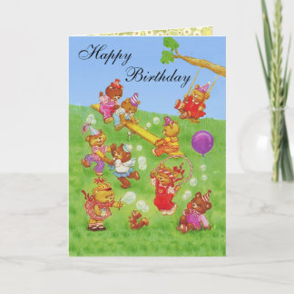 Carte Joyeux anniversaire Teddy Bear's Bubbles party