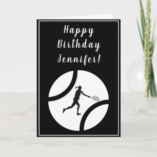 Carte Joyeux Anniversaire Tennis Card Black White Girl S