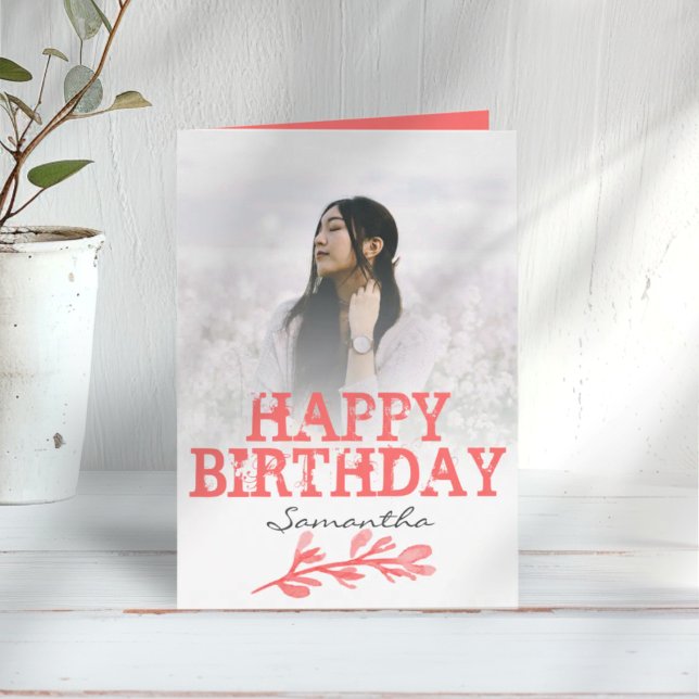 Carte Joyeux Anniversaire Texte et Photo Orange (Créateur téléchargé)